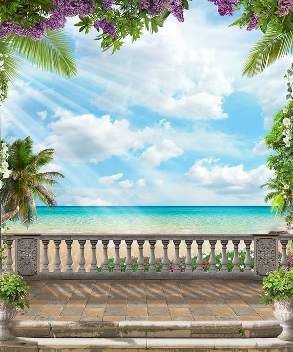 Carta da parati Balcone vista spiaggia