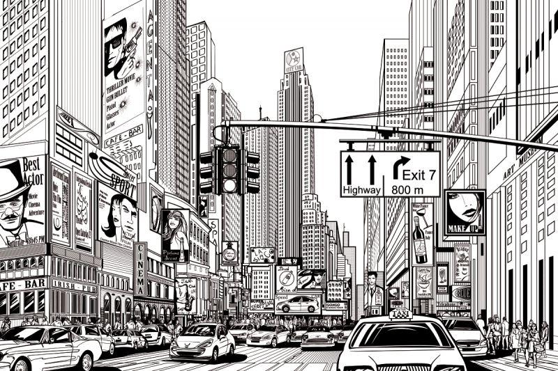 Carta da parati Disegno New York