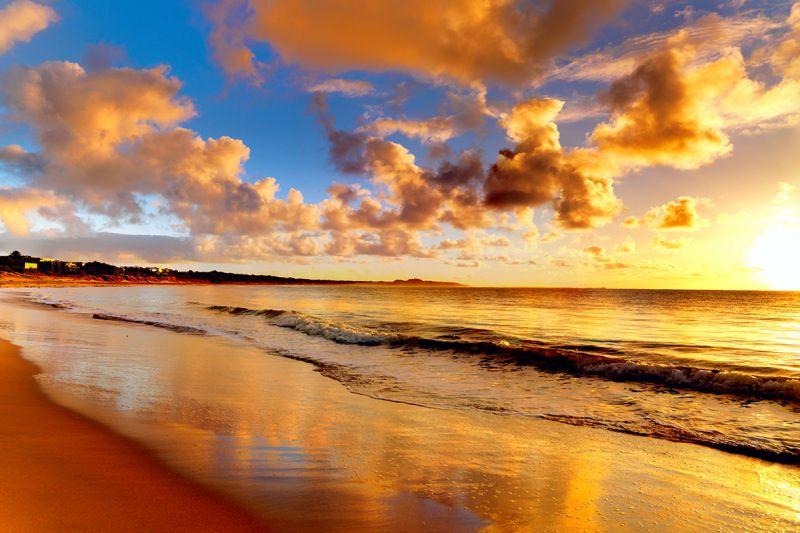 Carta da parati Onde dorate al tramonto
