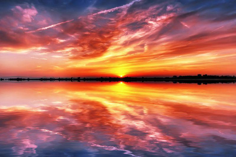 Carta da parati Tramonto Riflessi di nuvole